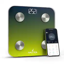 Nautica - Smart Body Scale, Fat, Muscle Mass Tracking & More, Syncs with Smartphone for Body Composition Tracking, 396 Lbs - Navy Yellow
