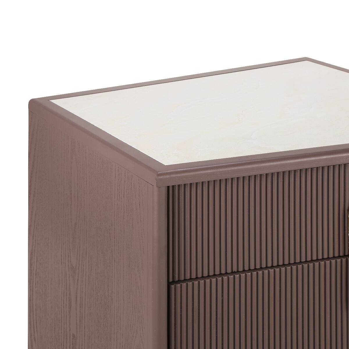 Alt View 9. Loheer - Loheer 2 Drawer Nightstand, Chocolate Vertical Stripe Bedside Table - Chocolate.