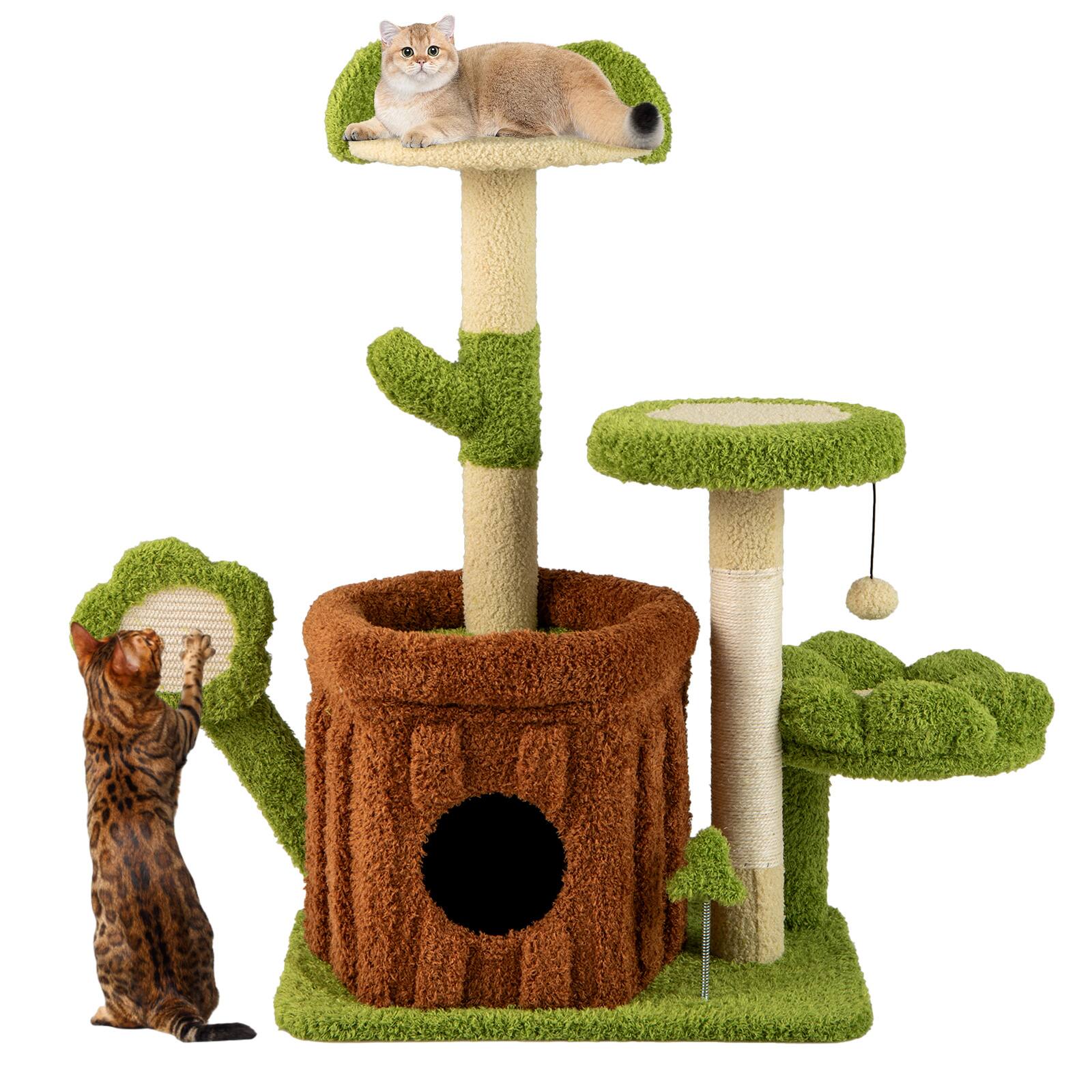 Alt View 9. Gymax - Gymax 36'' Cat Tree Tower w/Perch Condo Platforms Petal Scratching Board for Indoors.