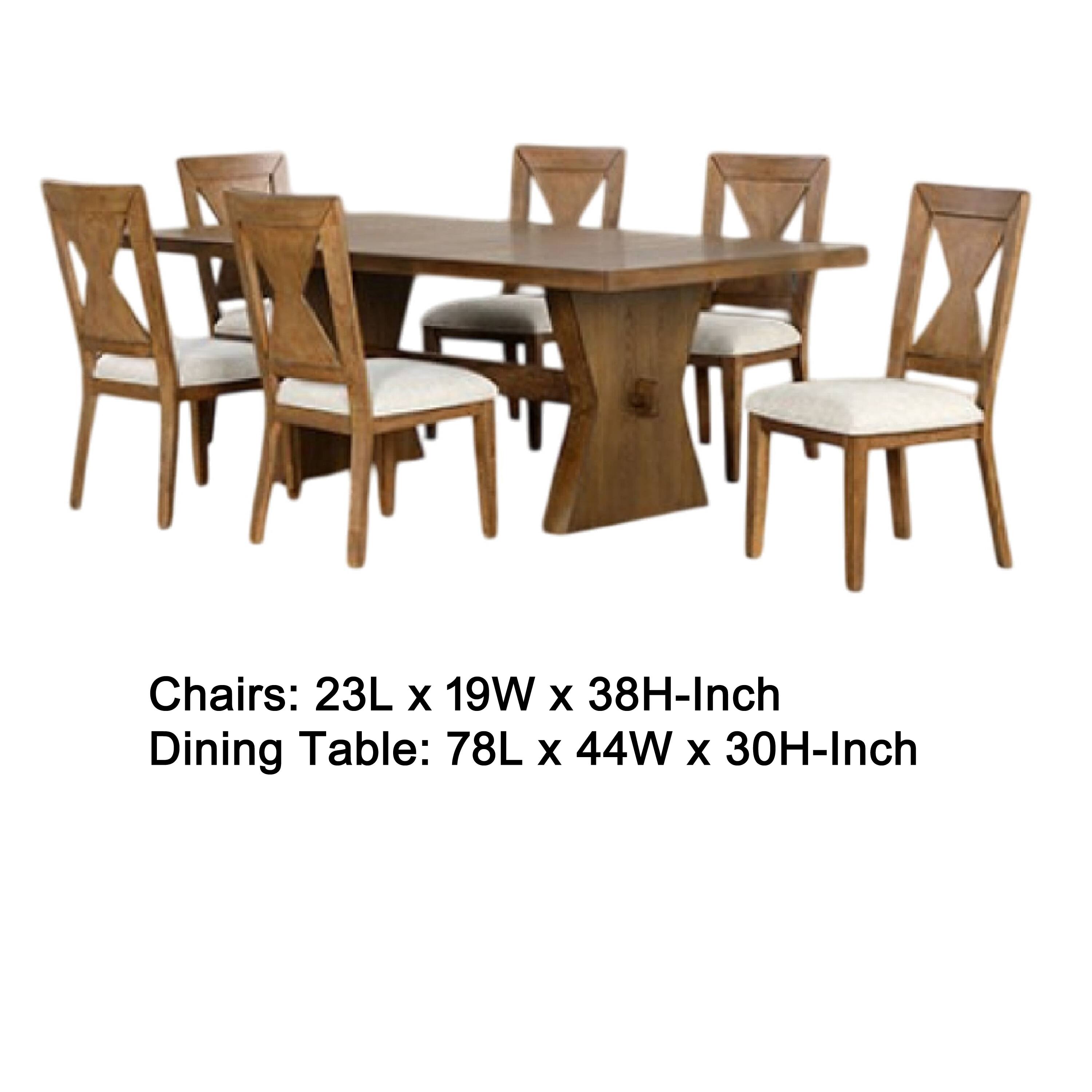 Chairs: 23L x 19W x 38H-Inch  
Dining Table: 78L x 44W x 30H-Inch