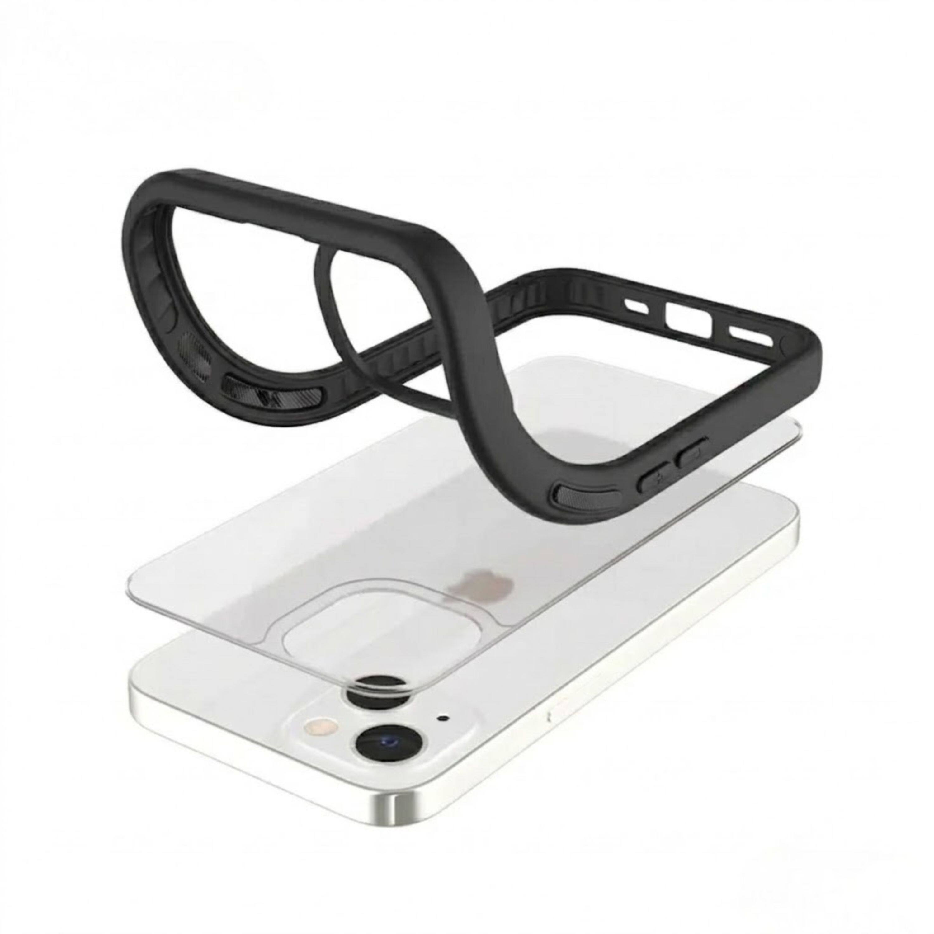 Left. Kitcheniva - Dual Layer Phone Case With Hard PC Shell And Soft TPU Shock Absorbing Frame iPhone 13 Black - Black.