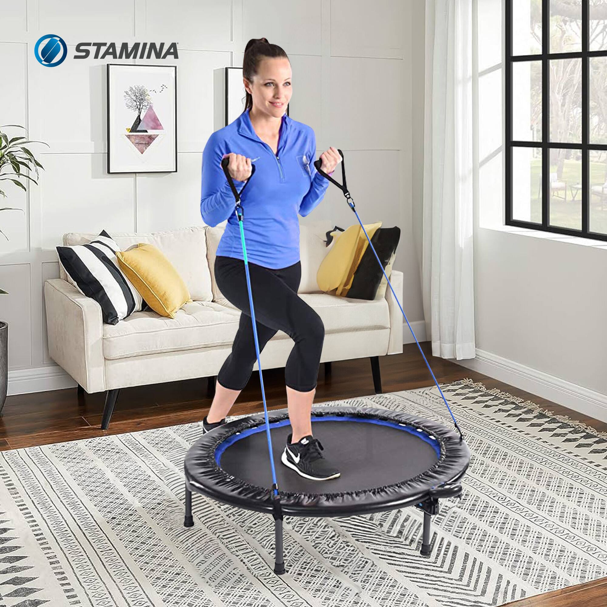 Alt View 2. Stamina Products - Stamina Products 35-1632 38 Inch Intone Plus  Rebounder with Resistance Bands - 38-Black.