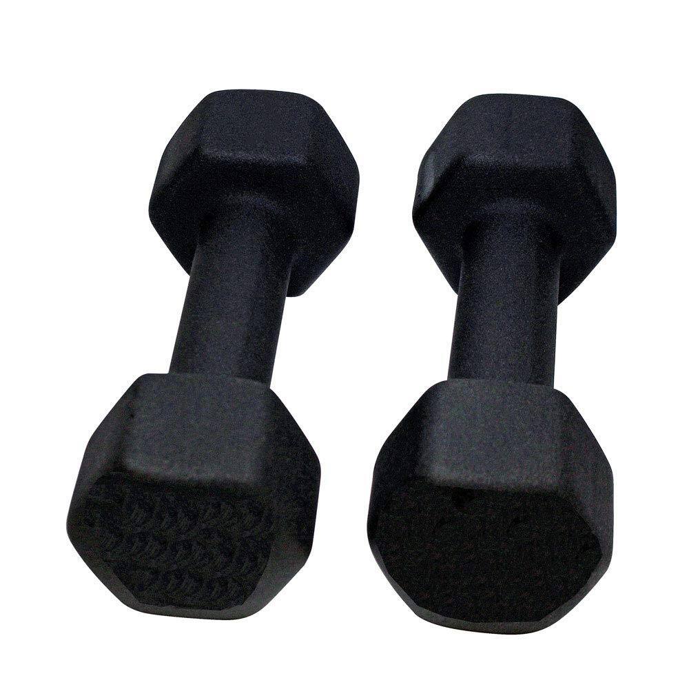 Left. Amber Sporting Goods - Neoprene Dumbbell for Strength Training 8lb (16lb Set) - Black.