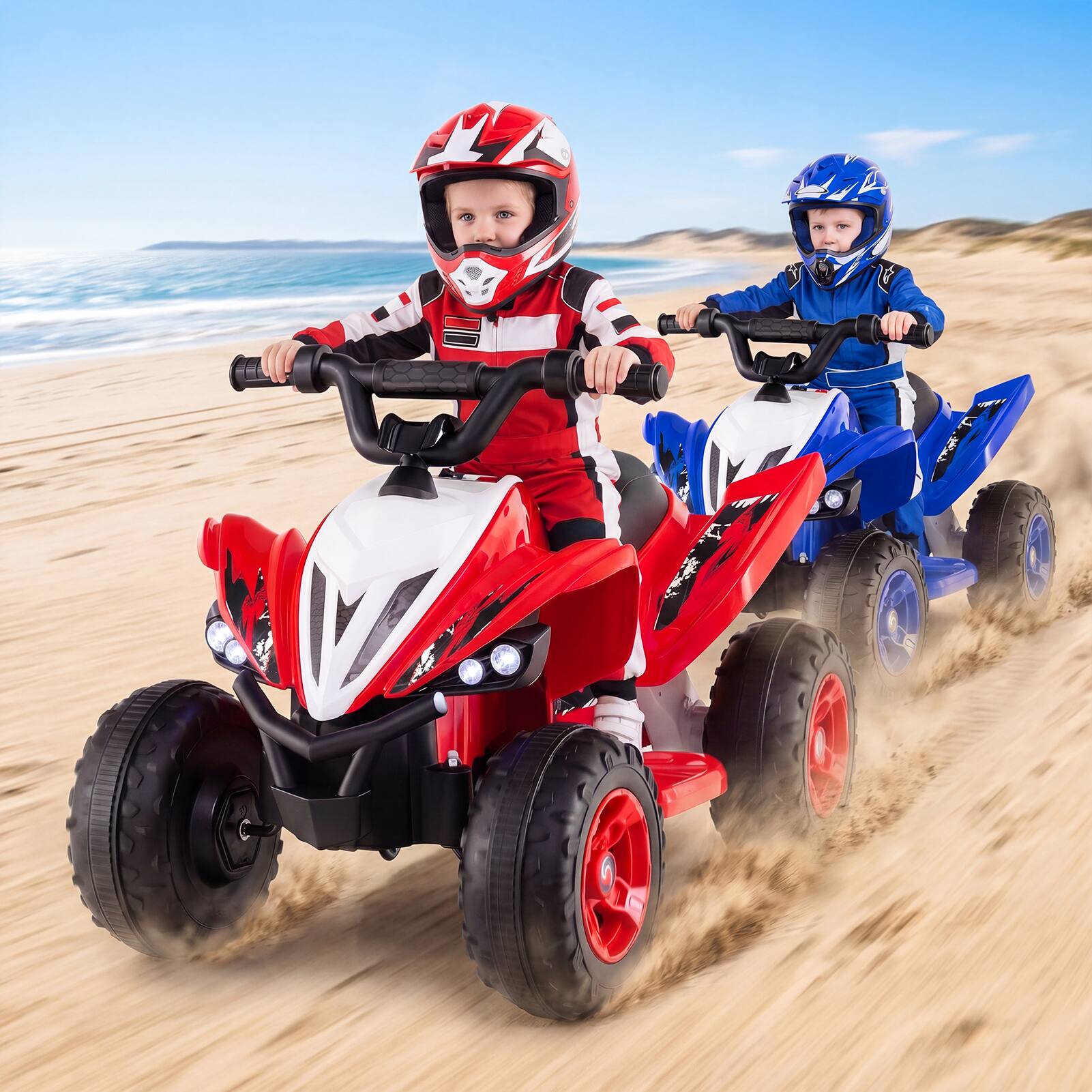 Alt View 3. Costway - Costway 12V Quad 4 Wheeler Ride on Toy with Music, Light, USB Port, Wireless Connection - Red.