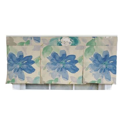 Front. RLF Home - RLF Home 3" Rod Pocket High Quality Fabric Mantra Pleated Valance for Windows 50" x 17" Azure - Azure.