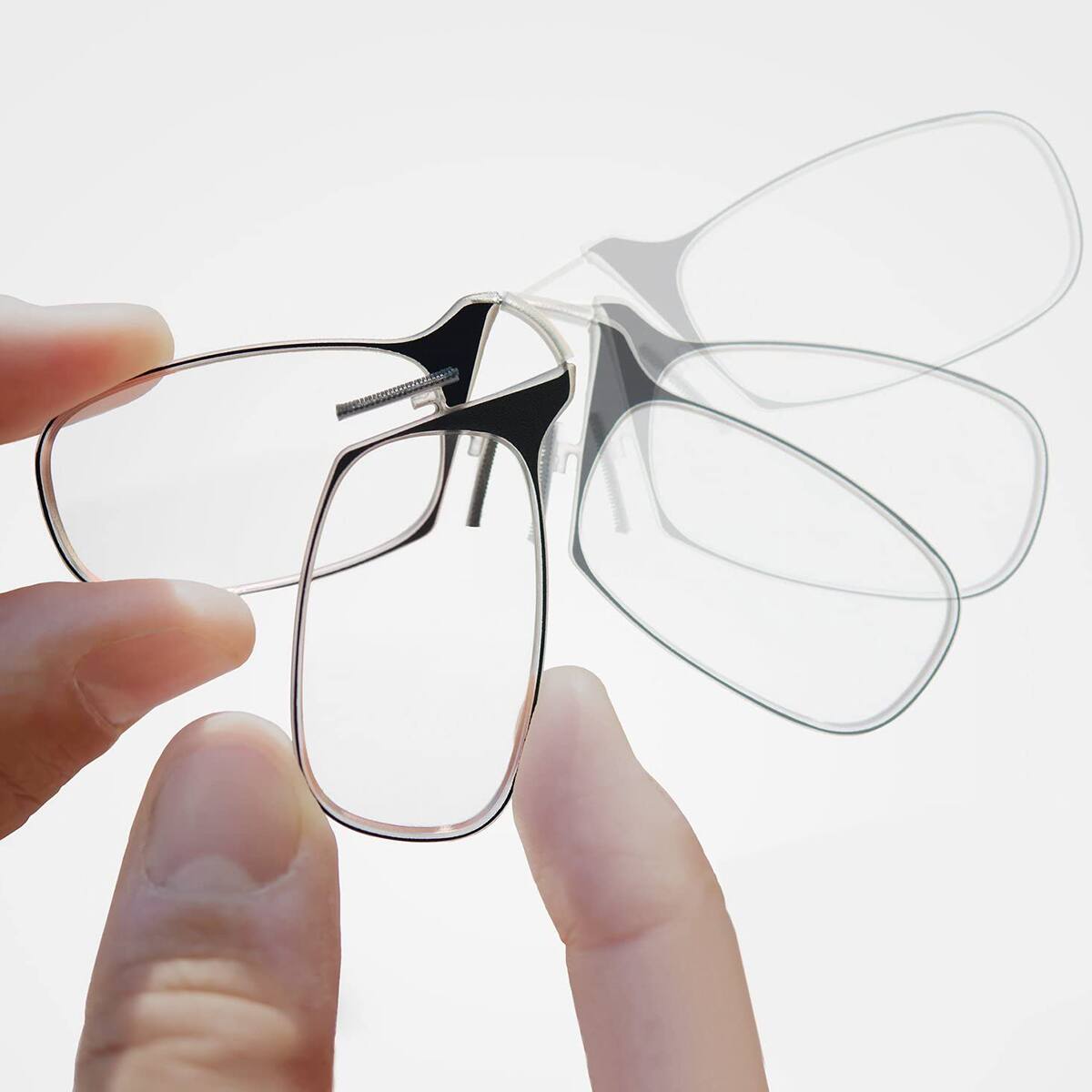 Alt View 1. ThinOptics - ThinOptics Armless Reading Glasses with Keychain Case - +1.00 - Black/Silver - Black/Silver.