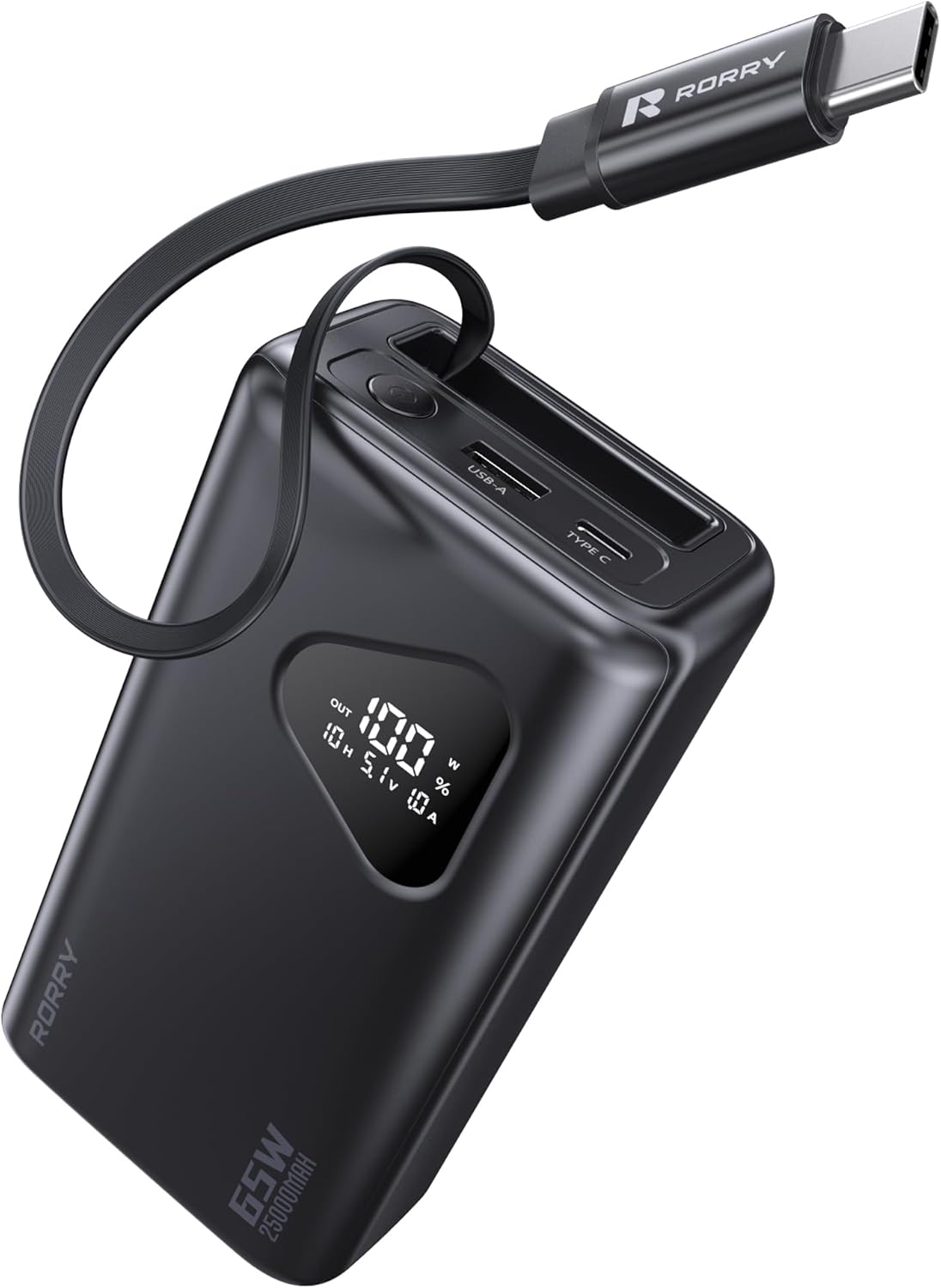 RORRY  
USB-A  
TYPE C  
RORRY  
OUT 10H S.Iv GA 100 W % 10A 65W 25000MAH