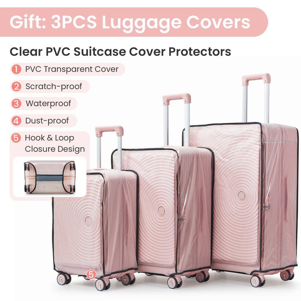 Gift: 3PCS Luggage Covers

Clear PVC Suitcase Cover Protectors

1. PVC Transparent Cover
2. Scratch-proof
3. Waterproof
4. Dust-proof
5. Hook & Loop Closure Design