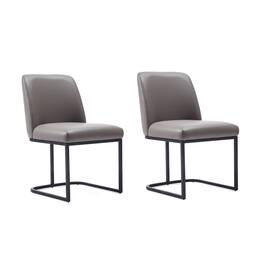 Manhattan Comfort - Serena Modern Metal Vegan Leather Dining Chair - Set of 2 - Taupe