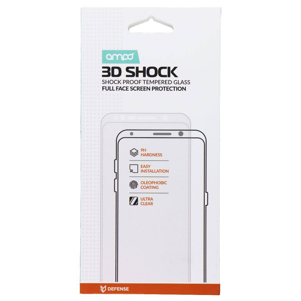 ampd 3D SHOCK TEMPERED GLASS FULL FACE SCREEN PROTECTION 9H HARDNESS EASY INSTALLATION OLEOPHOBIC COATING ULTRA CLEAR DEFENSE