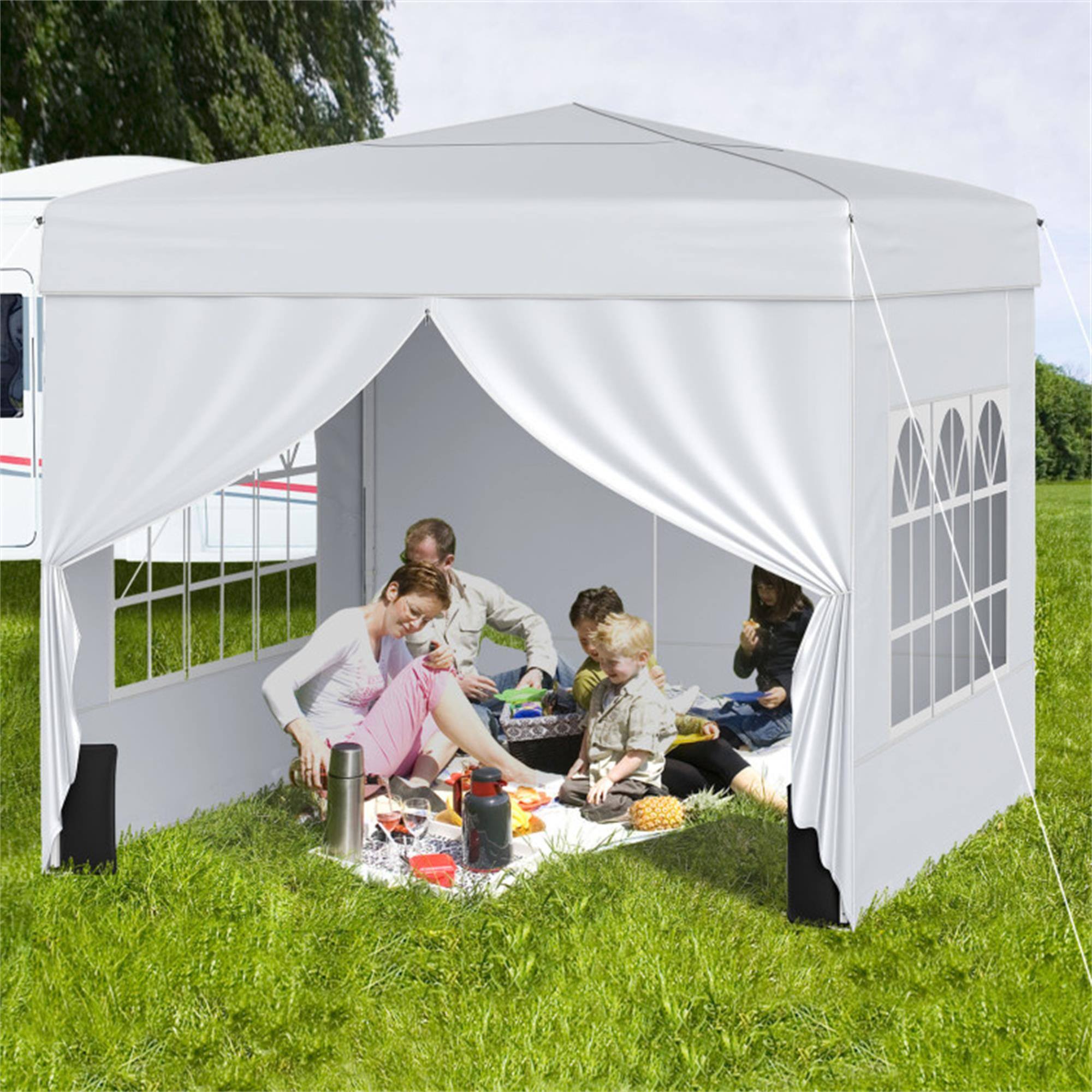 Alt View 1. Boyel Living - White 120-in W x 120-in D x 98.4-in H Pop up Canopy Tent with Sidewalls.