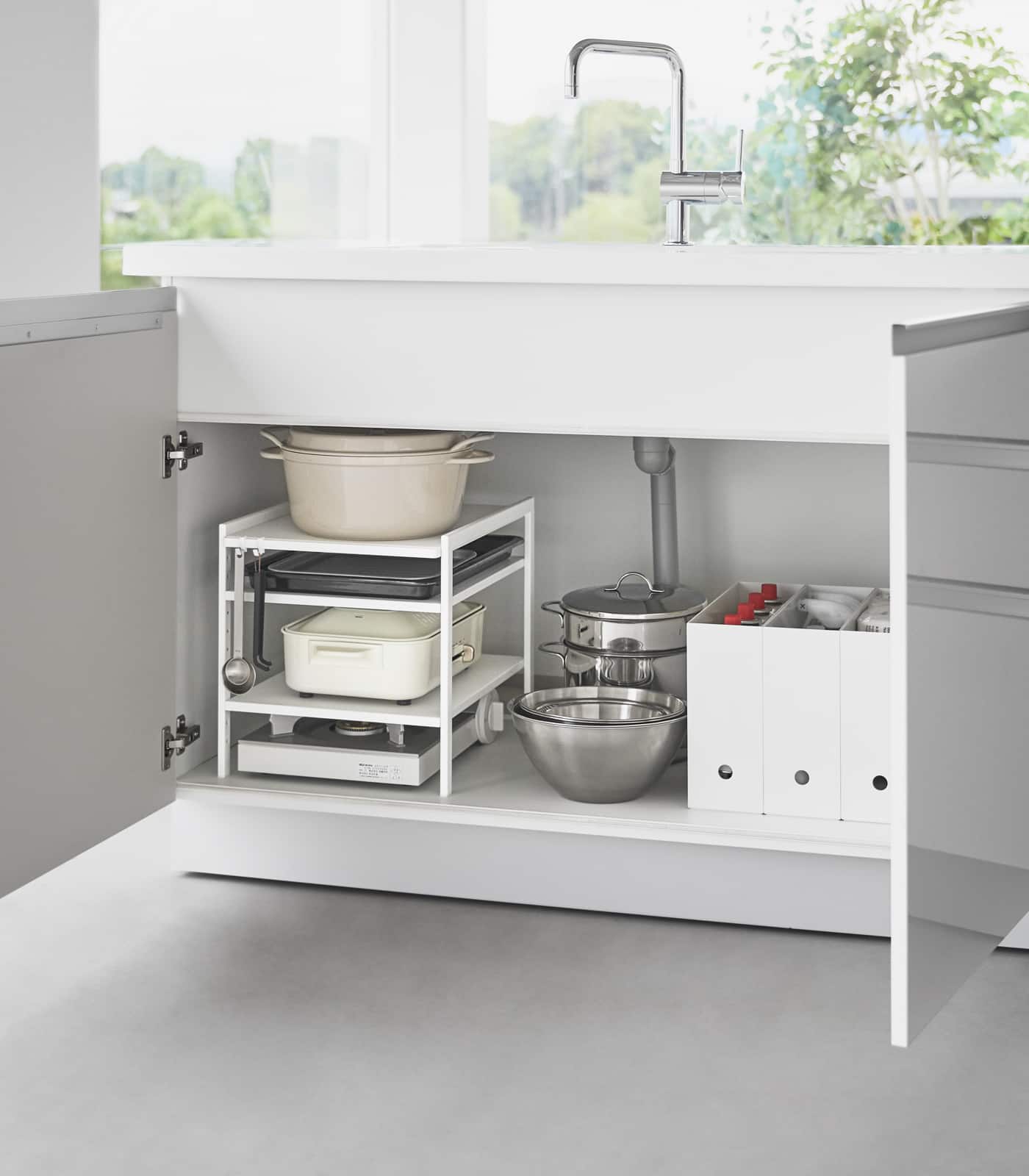 "Yamazaki Home - Three-Tier Cabinet Storage Rack (14"" H)  - Steel - White" price history on PriceWatchPro