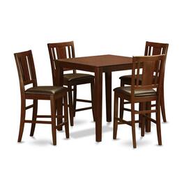 East West Furniture - 5 Pc pub Table set-counter height Table and 4 Stools - Mahogany
