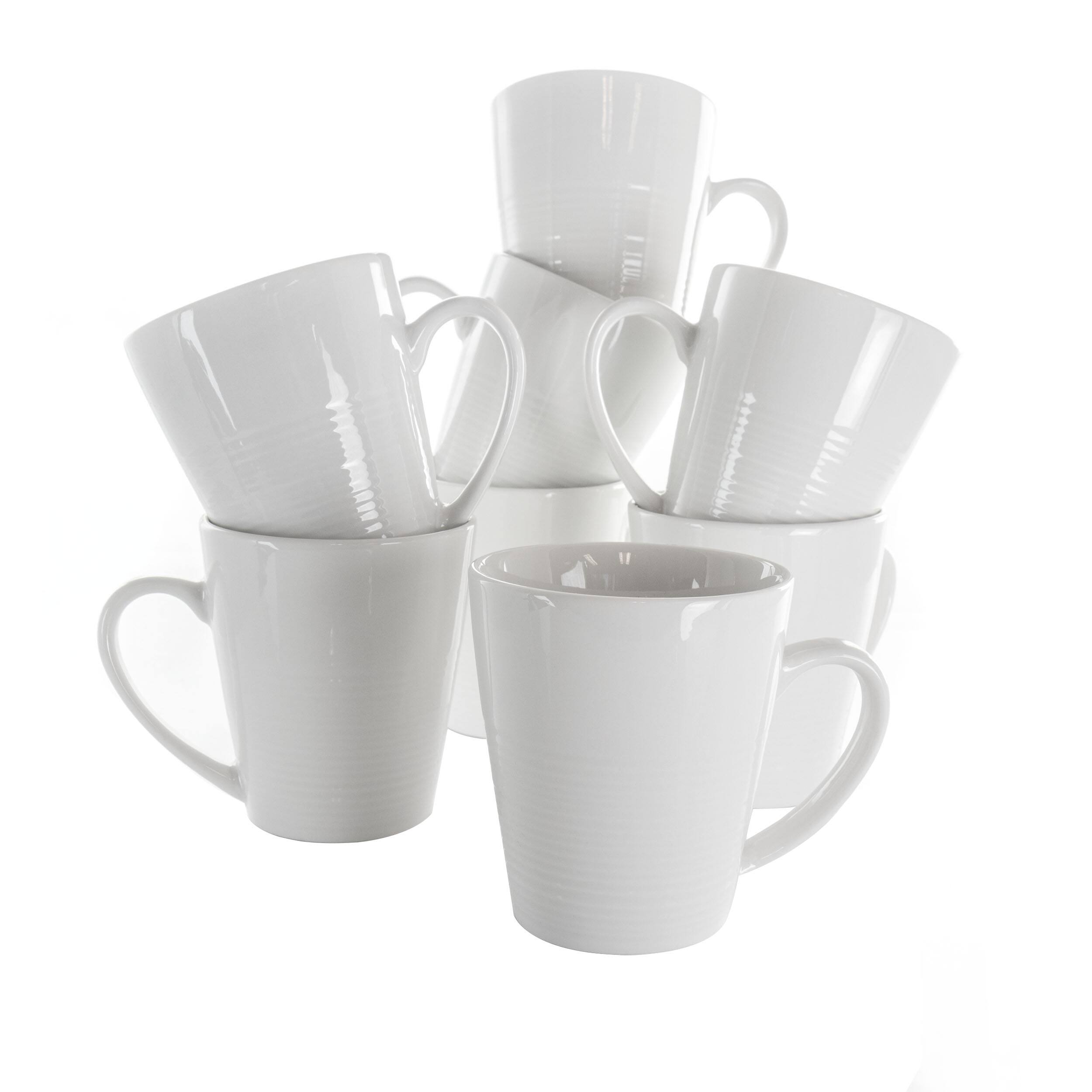 Front. Elama - Elama Amie 8 Piece 12 Ounce Porcelain Mug Set in White - White.