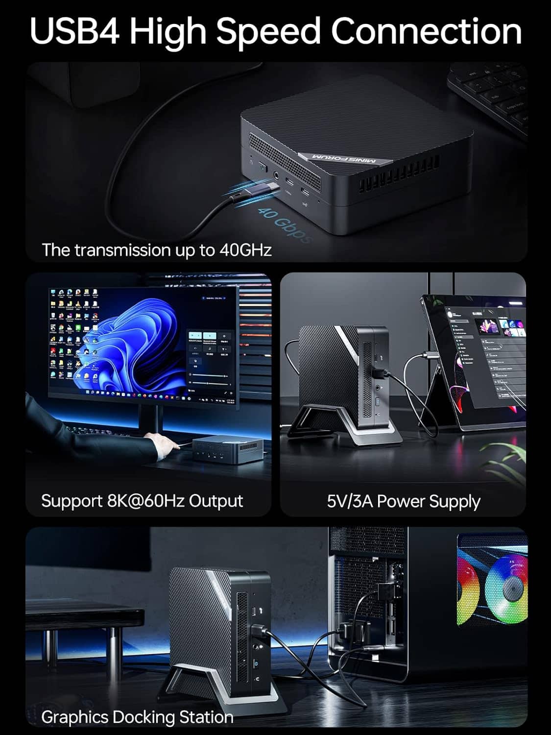 ミニPC MINISFORUM UM773 Lite 1TB/32GB 7735HS Minisforum UM773 Lite Mini Desktop PC, AMD Ryzen 7 7735HS, 32GB