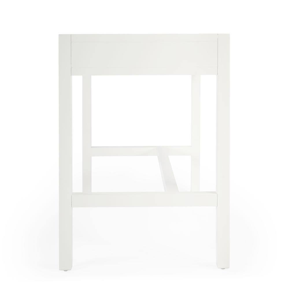 Angle. Starlight Canyon Home - White Writing Desk with Drawer – Narrow Desk with Drawers for Home Use - White.