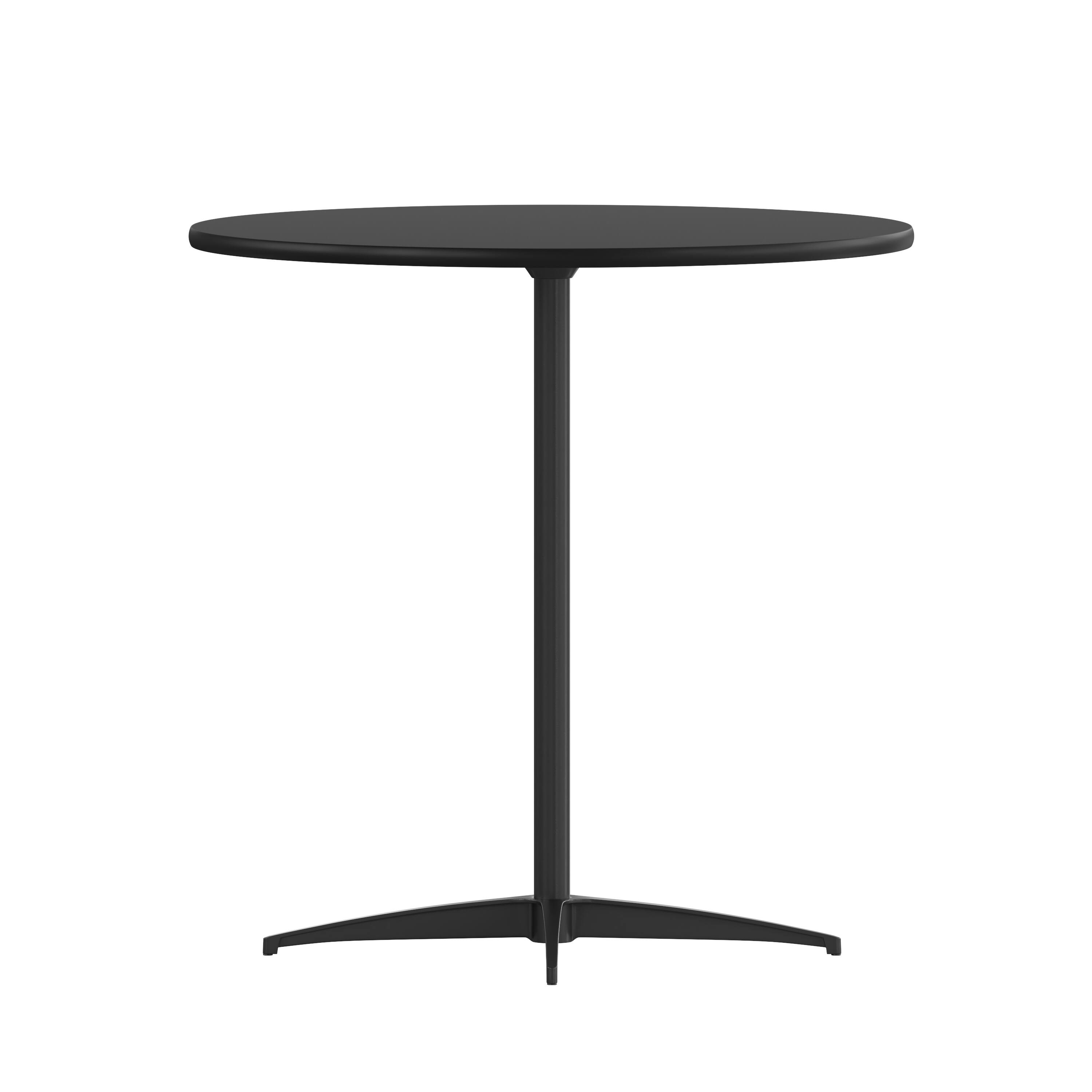 Angle. Flash Furniture - Lars 30'' Round Wood Cocktail Table with 30'' and 42'' Columns, Black - Black.