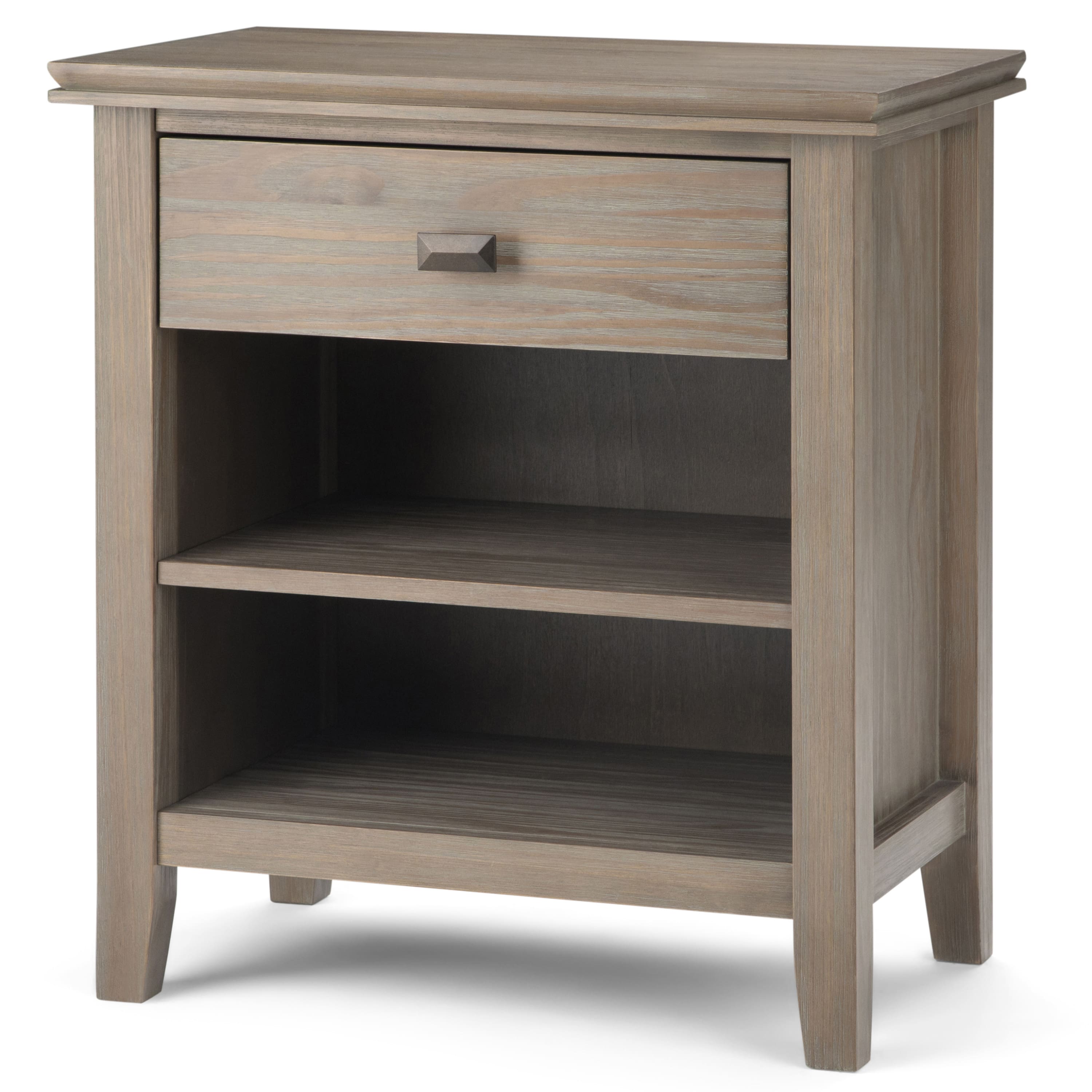 Angle. Simpli Home - Artisan Bedside Table - Distressed Grey.
