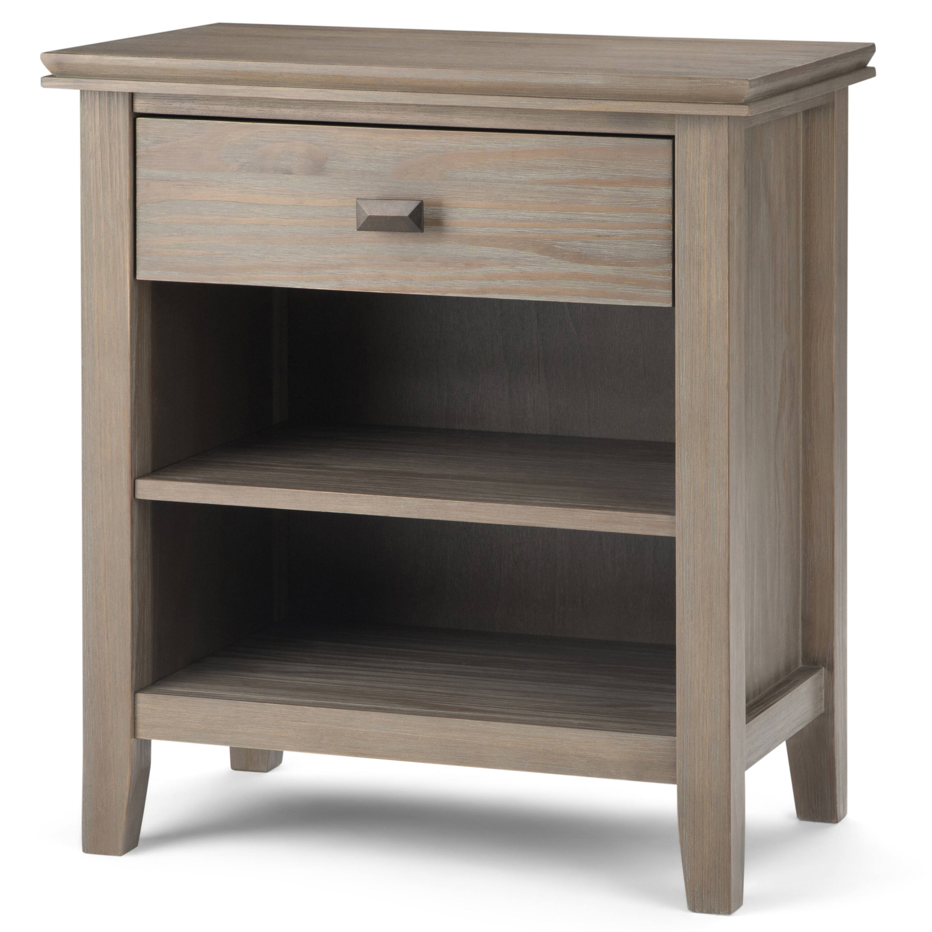 Angle. Simpli Home - Artisan Bedside Table - Distressed Grey.