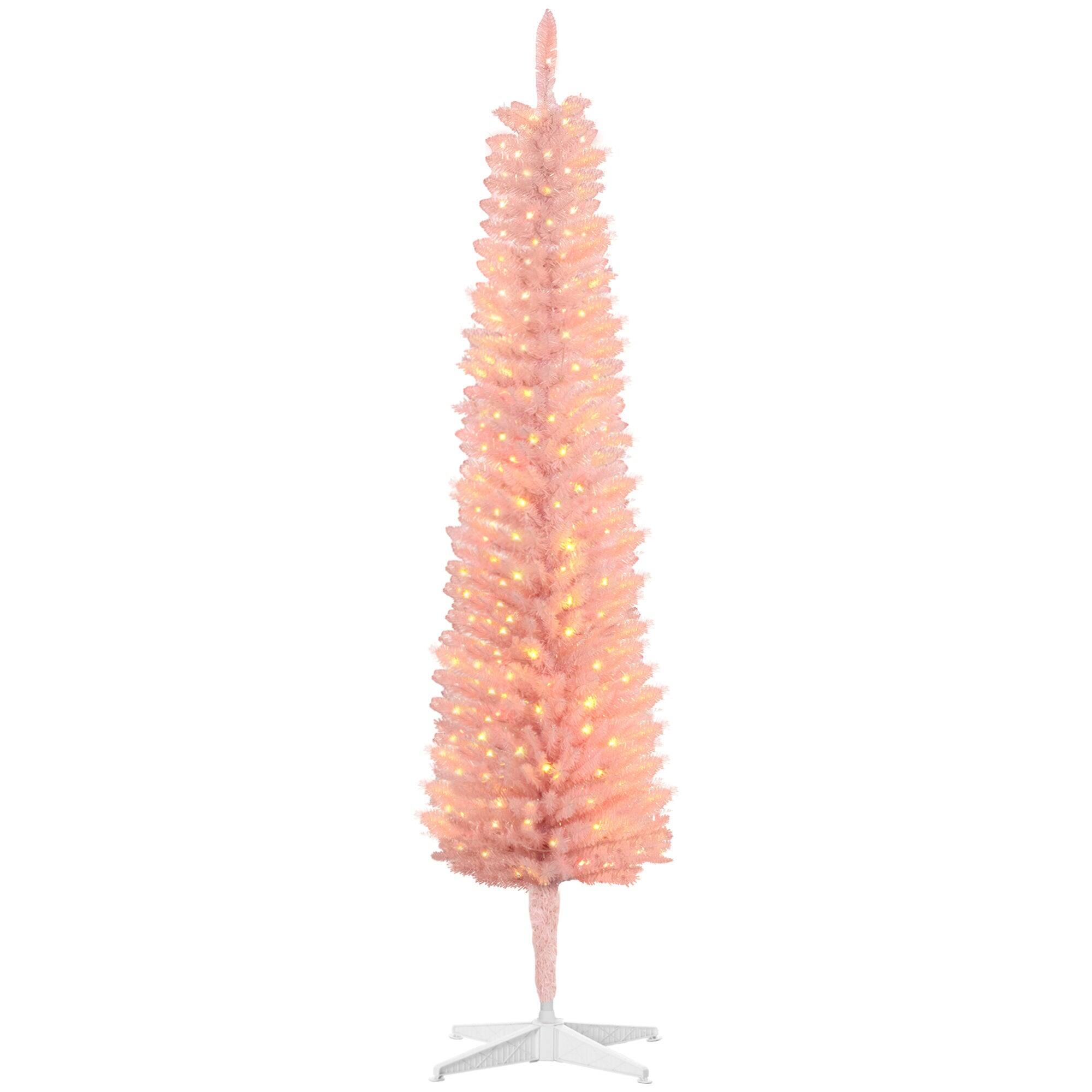 Alt View 5. BreeBe - 5ft Tall Pencil Prelit Artificial Christmas Tree Holiday DÃ©cor with 250 Colorful Surface Branches - Pink.
