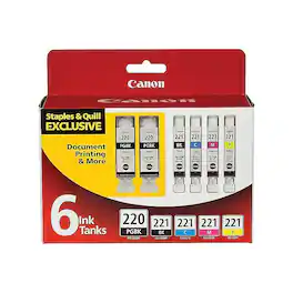 Canon - 220/221 /Photo /Cyan/Magenta/Yellow Standard Yield Ink Cartridge, 6/Pack (2945B015) - Black