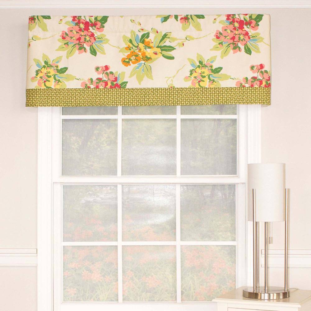 Front. RLF Home - RLF Home Selva Banded Sage Type All Season 3" Rod Pocket Valance 50" x 16" - Sage.