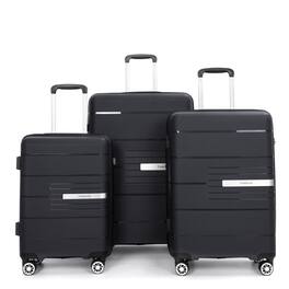 BreeBe - Hardshell Suitcase Set with Double Spinner Wheels, TSA Lock, and Lightweight Durable Polypropylene - Black