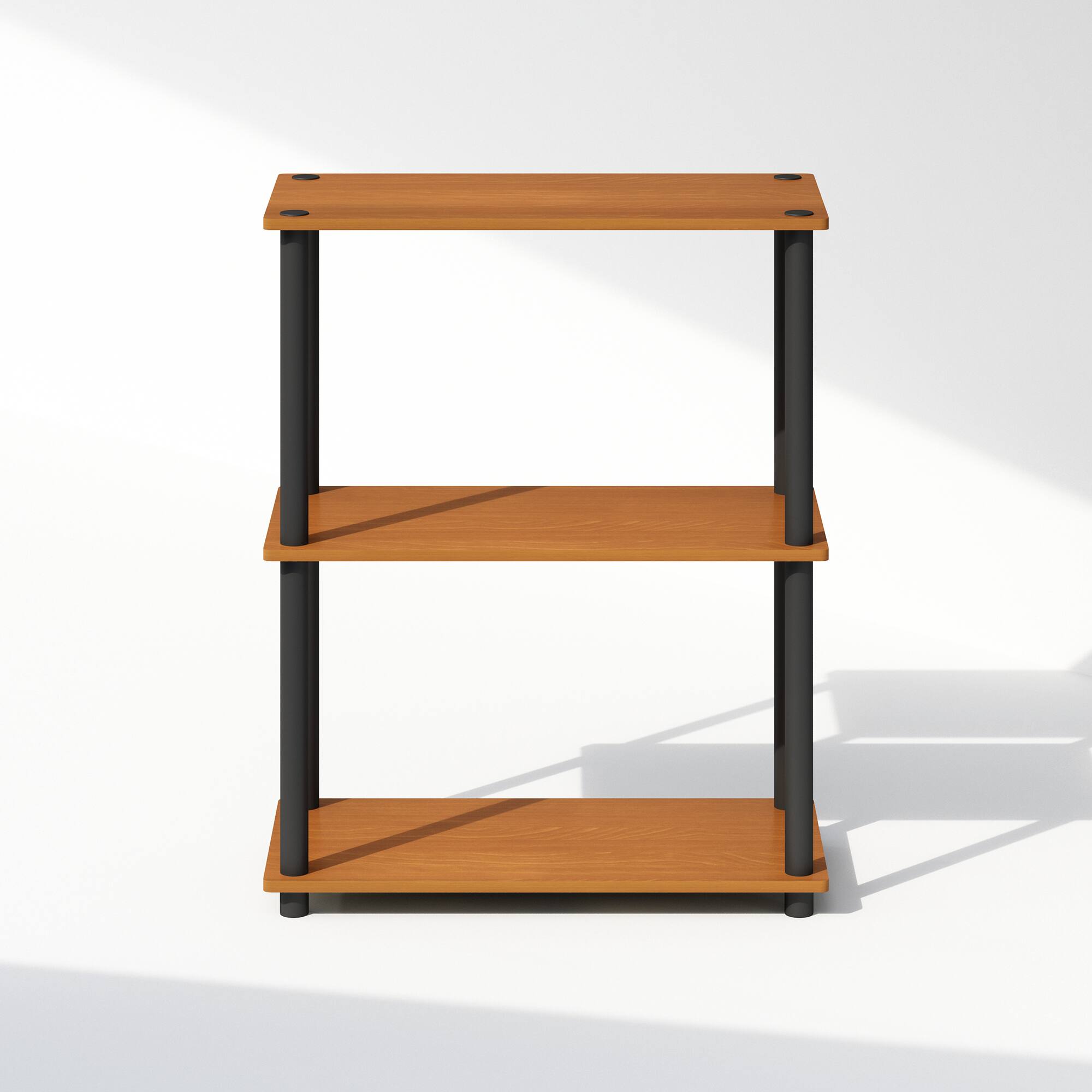 Alt View 1. Furinno - Turn-N-Tube 3-Tier Multipurpose Compact Display Rack, Shelving Unit, Bookcase - Light Cherry/Black.