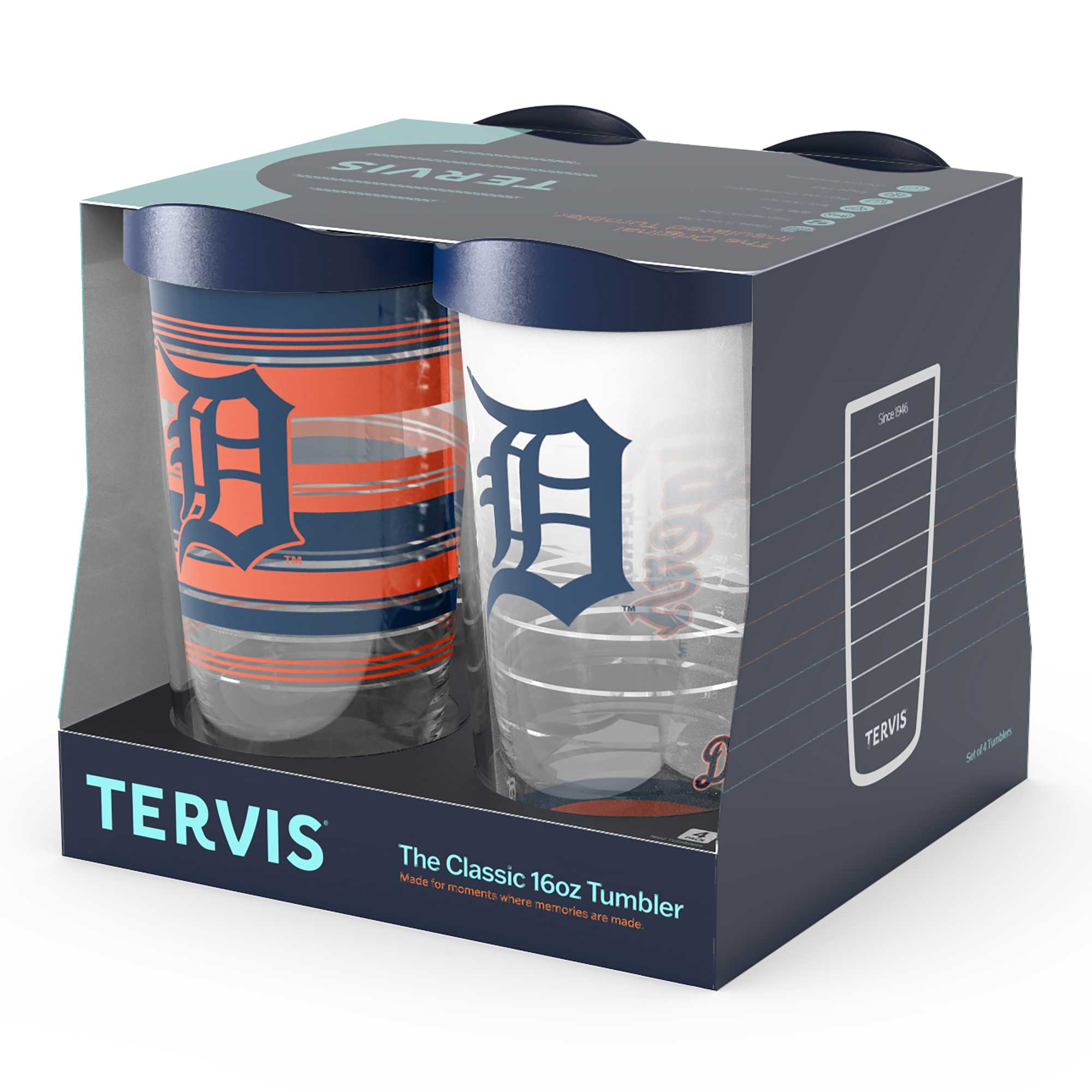 TERVIS  
The Classic 16oz Tumbler  
Made for moments where memories are made  

TERVIS  
The Classic 16oz Tumbler  
Made for moments where memories are made  

TERVIS  
Since 1946  

TERVIS  
Sport Tumbler