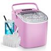 Front. SIMZLIFE - Countertop Ice Maker with Handle - Portable, Basket & Scoop, 9 Bullet Ice in 6 Mins, 26Lbs/24H, Self-Cleaning - Pink.