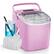 Front. SIMZLIFE - Countertop Ice Maker with Handle - Portable, Basket & Scoop, 9 Bullet Ice in 6 Mins, 26Lbs/24H, Self-Cleaning - Pink.