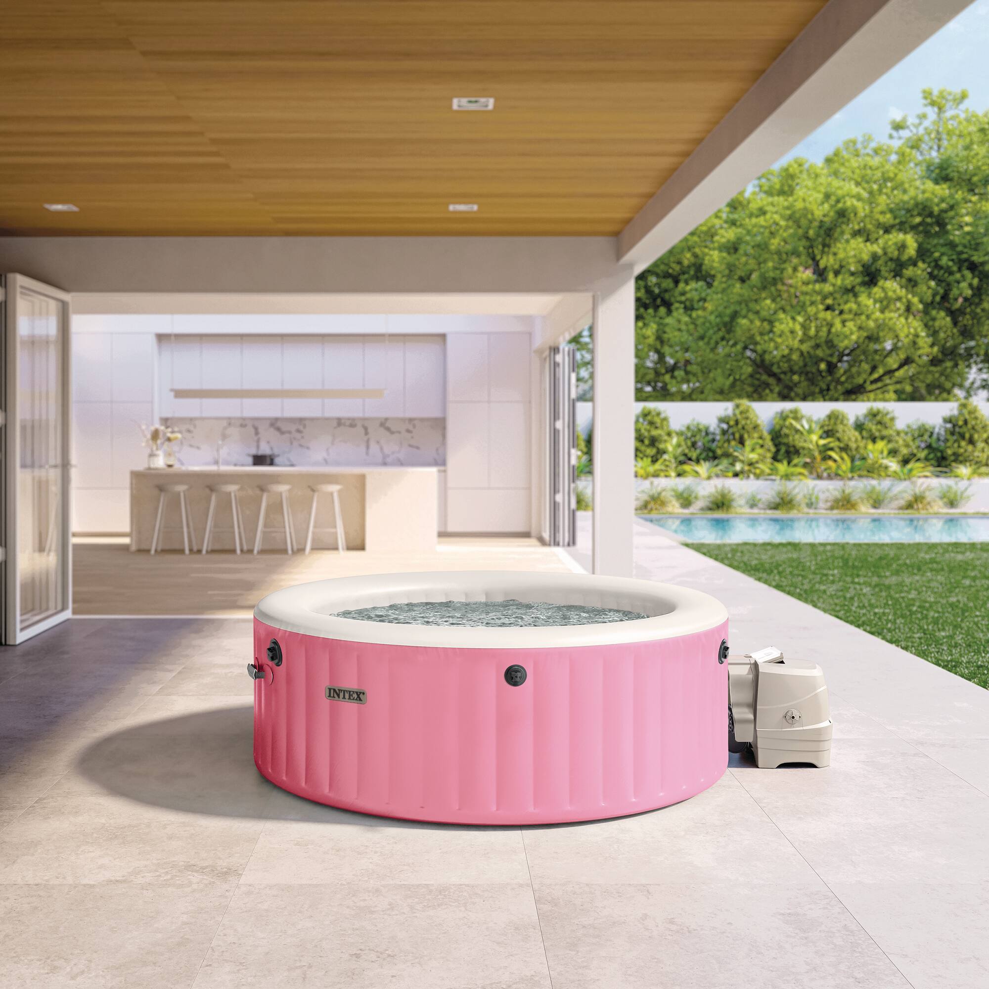Alt View 10. Intex - INTEX PureSpa Bubble Massage Spa Set with Energy Efficient Cover, 77" x 28" - Petal Pink.