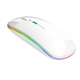 Stock Preferred - 2.4GHz Wireless Optical Mouse USB Rechargeable RGB Cordless Mice for PC Laptop - Wireless - White