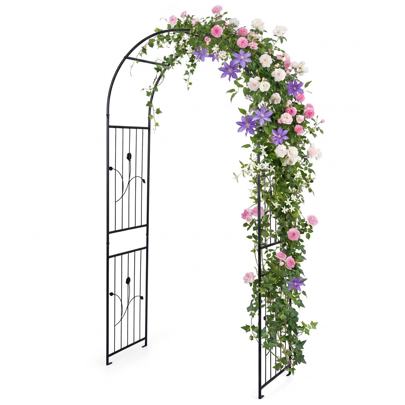 Alt View 9. Gymax - Gymax Garden Arch 87'' Tall Heavy Duty Metal Arbor Trellis Archway for Climbing Plants - Black.