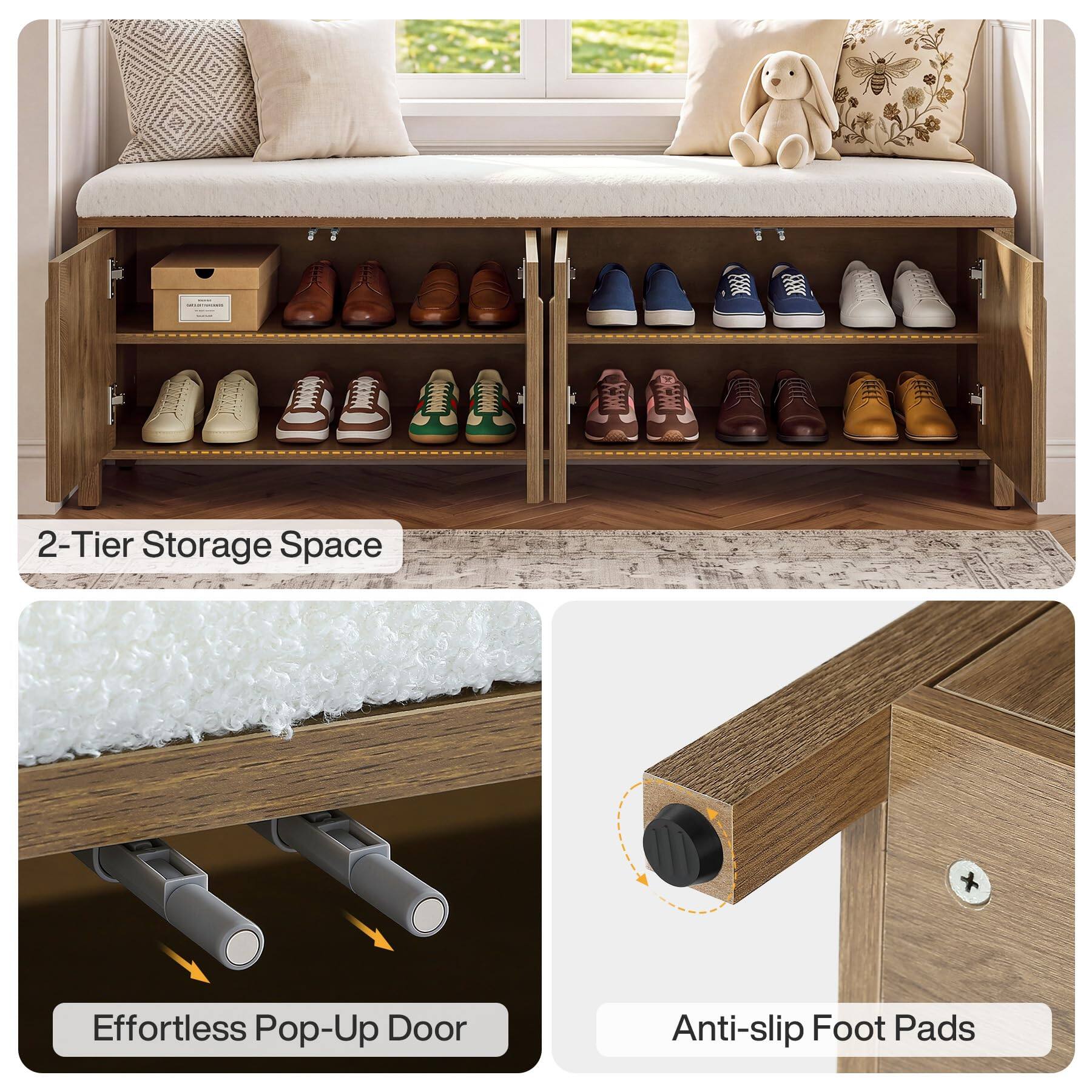 2-Tier Storage Space  
Effortless Pop-Up Door  
Anti-slip Foot Pads