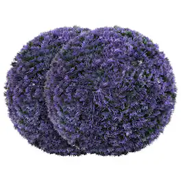 Costway - 2 PCS 15" Artificial Plant Boxwood Topiary Ball Faux Lavender Decorative Balls - Purple