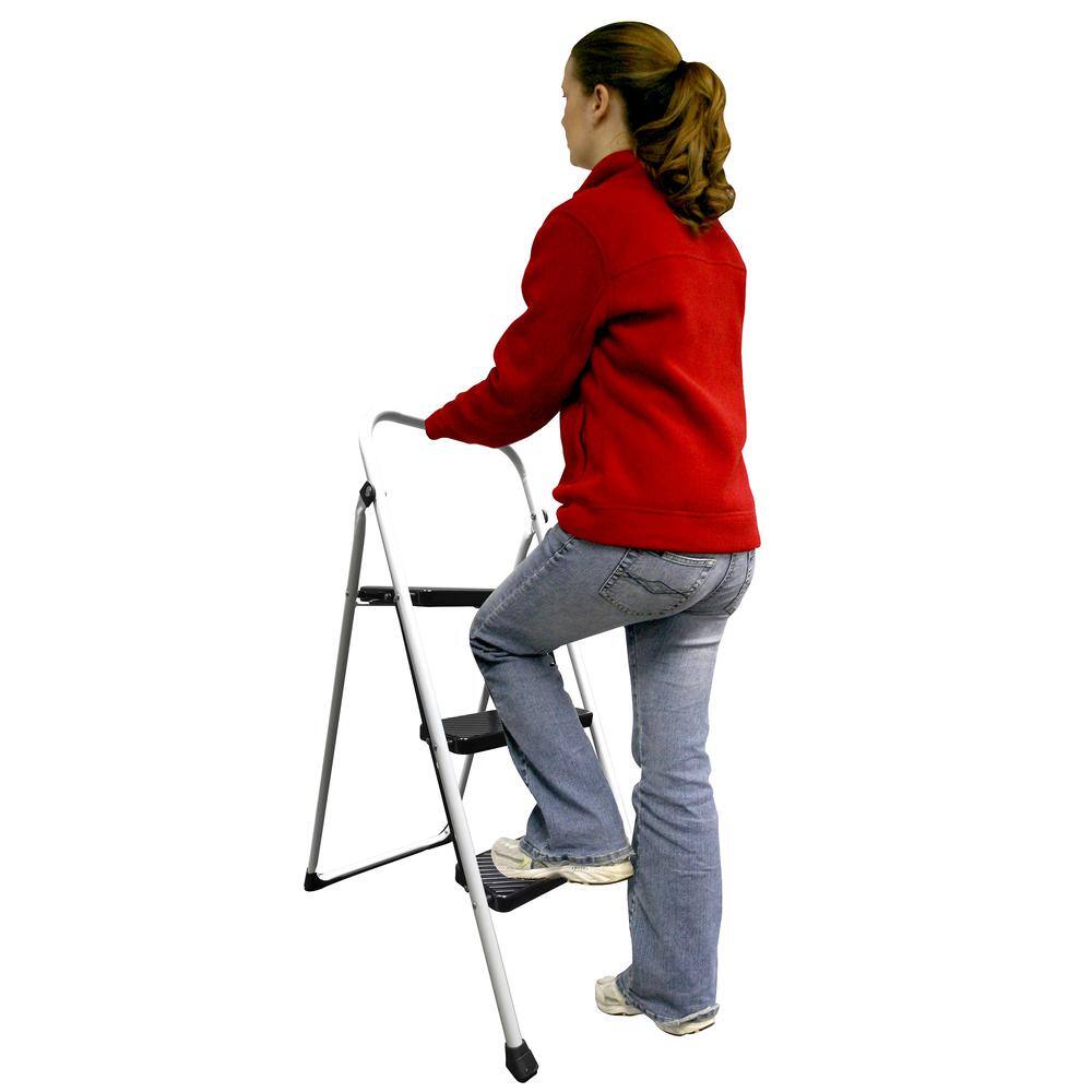 Alt View 3. AmeriHome - Three Step Folding Utility Step Ladder - White, Black.