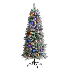 BreeBe - 5' British Columbia Fir Xmas Tree in Plntr w/50 Globe Bulbs - Green