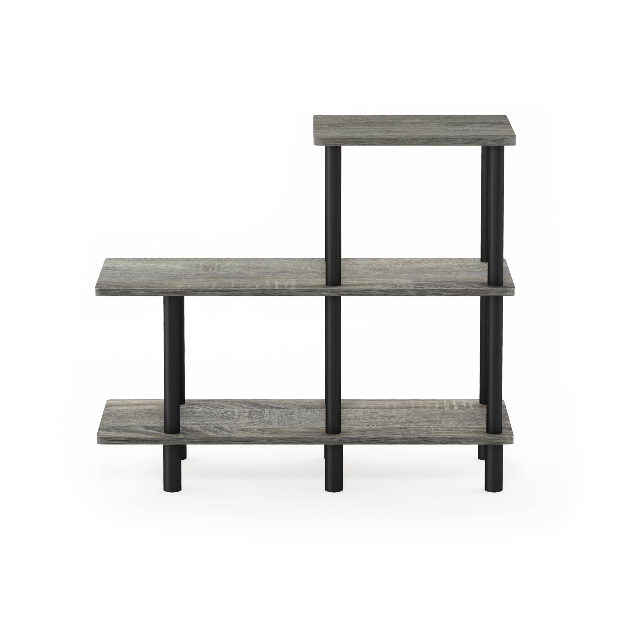 Alt View 2. Furinno - Turn-N-Tube 3-Tier Cube Ladder Shelf, French Oak/Black - French Oak/Black.