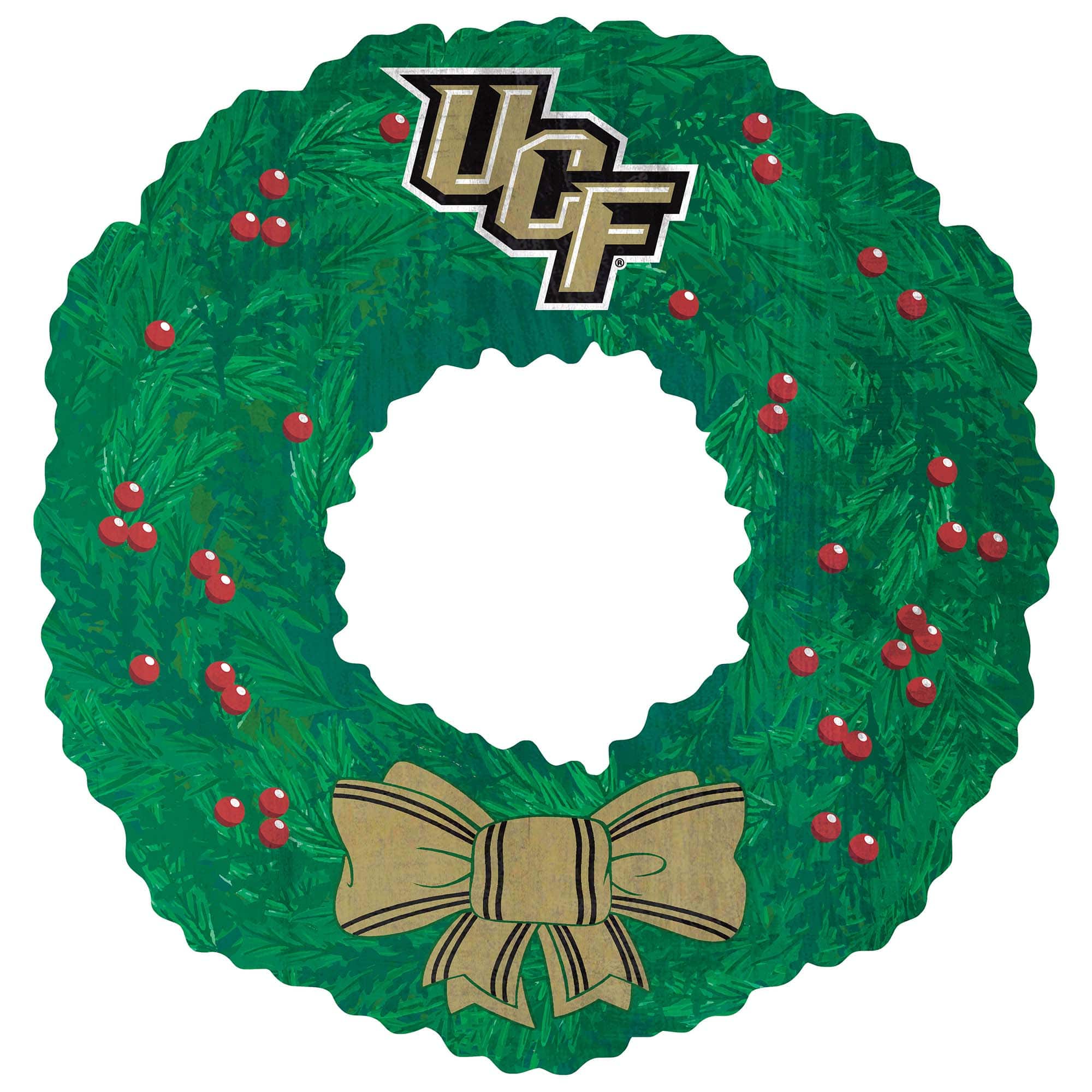 Front. Fan Creations - UCF Knights 16'' Team Wreath Sign - Green.