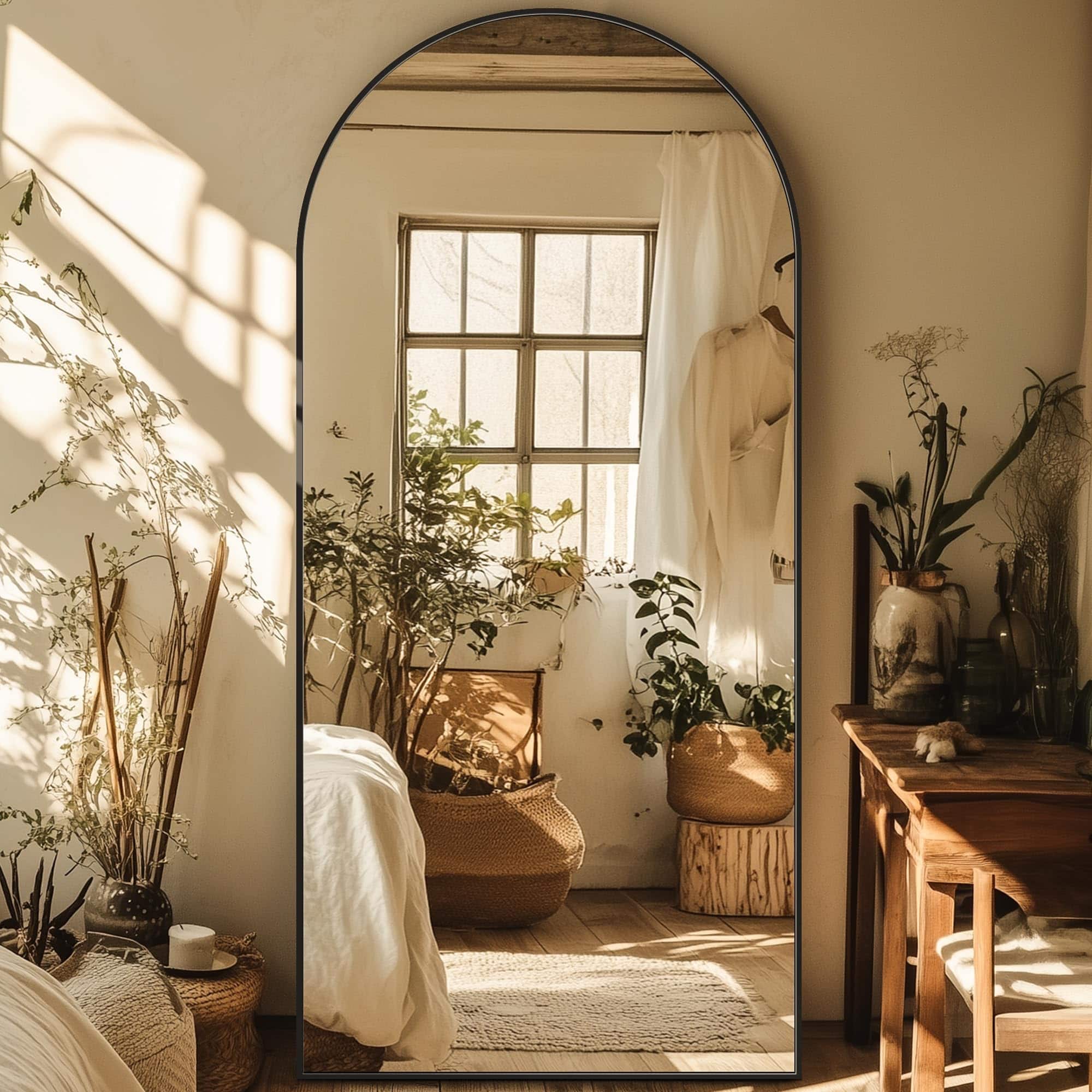 Hanke - Espejo De Longitud Completa Arqueado Gran Tamano 76 X 34 Pulgadas Espejos Altos Para Dormitorio - Black 76"L x 34"W