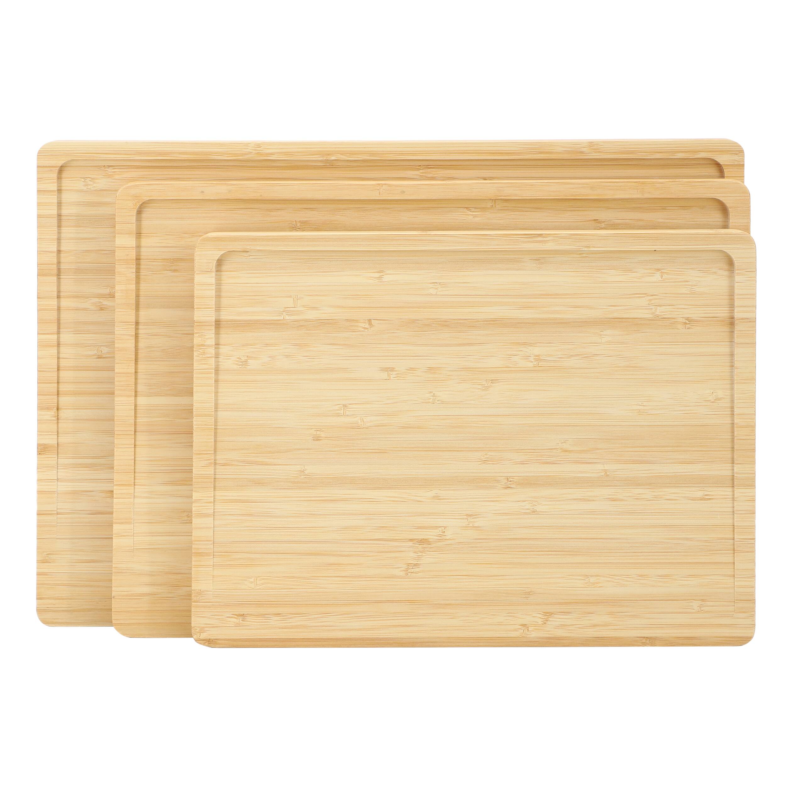 Alt View 1. MegaChef - MegaChef 3 Piece Bamboo Cutting, Prep and Serving Boards with Slanted Juice Groove - Brown.