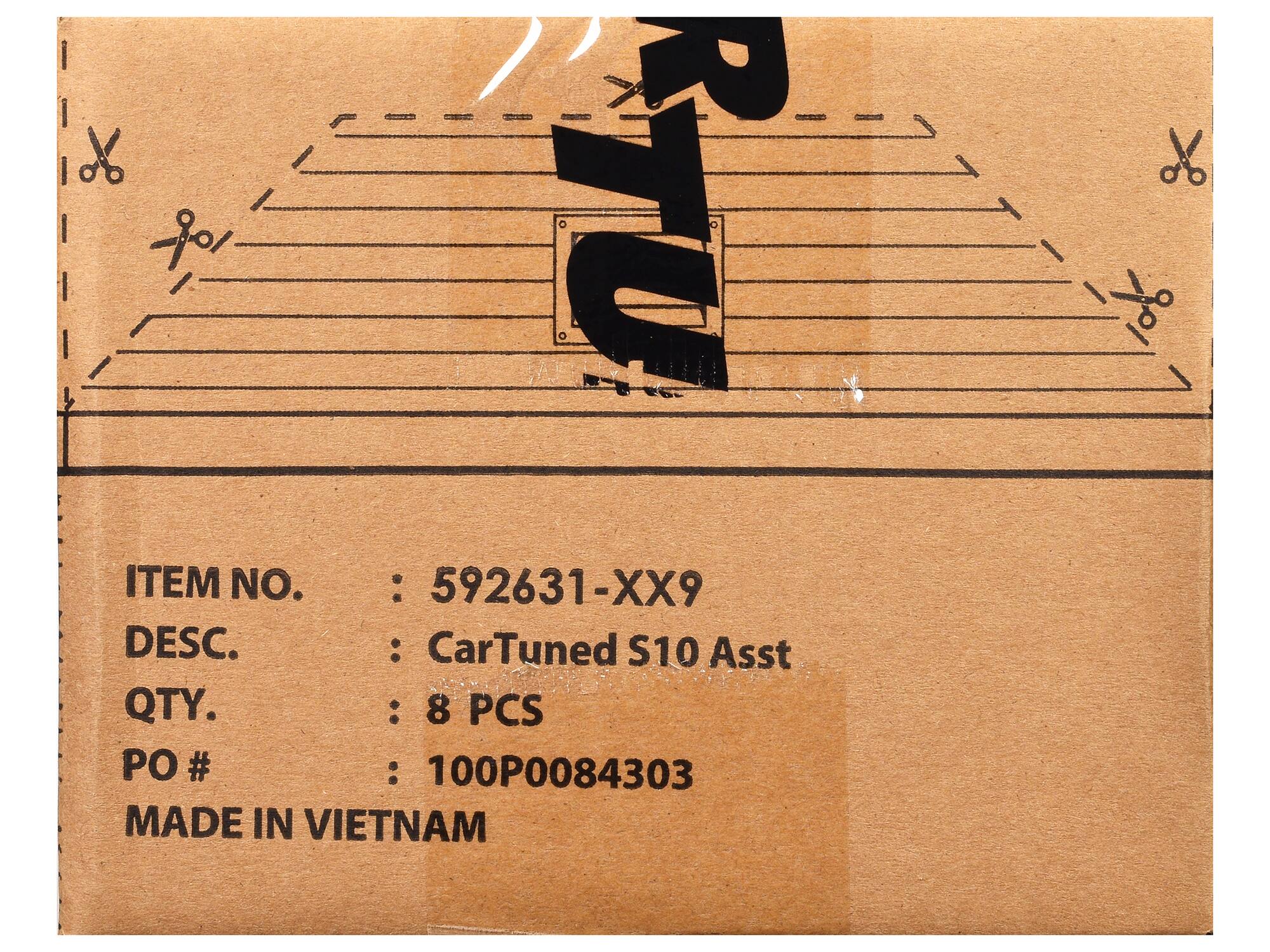 RTU ITEM NO. : 592631-XX9  
DESC. : CarTuned S10 Asst  
QTY. : 8 PCS  
PO # : 100P0084303  
MADE IN VIETNAM