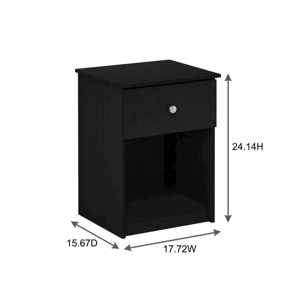 FurniFact - Black Wood Nightstand Set with Drawer - Modern Bedside Storage - Black Oak price history on PriceWatchPro