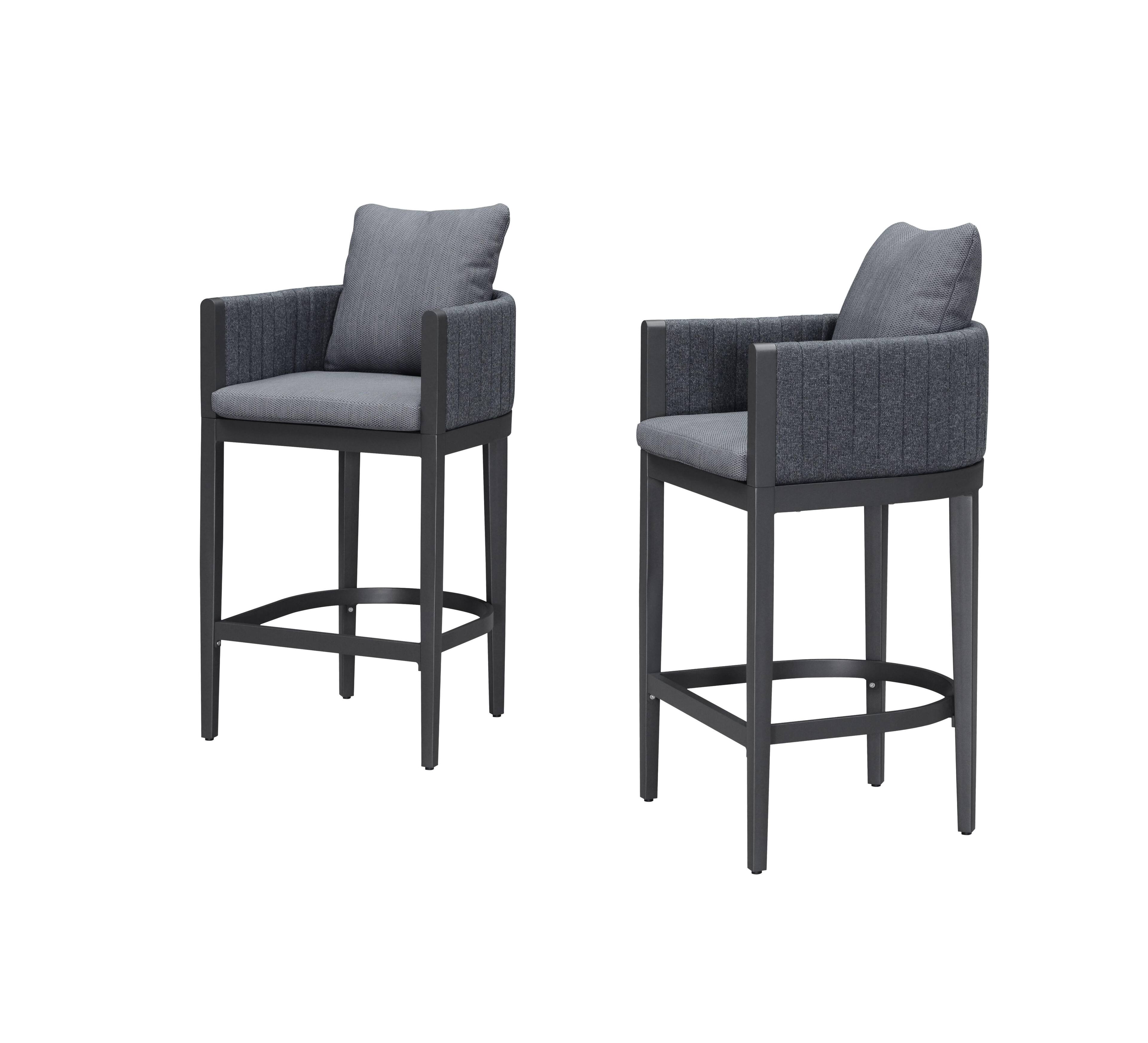 Alt View 9. PURPLE LEAF - Outdoor Bar Height Stool Set of 2 Aluminum Modern Olefin Barstools with Backrest Pillow for Garden Balcony Lawn - Grey & Square Base-Bar Stool.