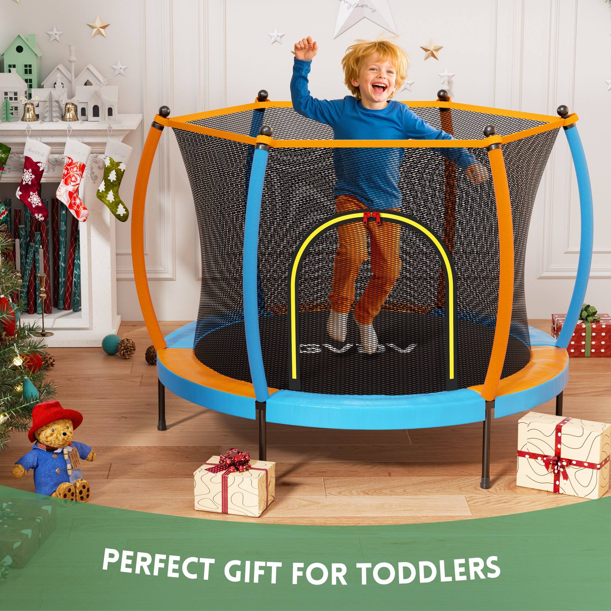 GVDV 55in Toddler Trampoline for Kids, Kids Trampoline with Enclosure ...