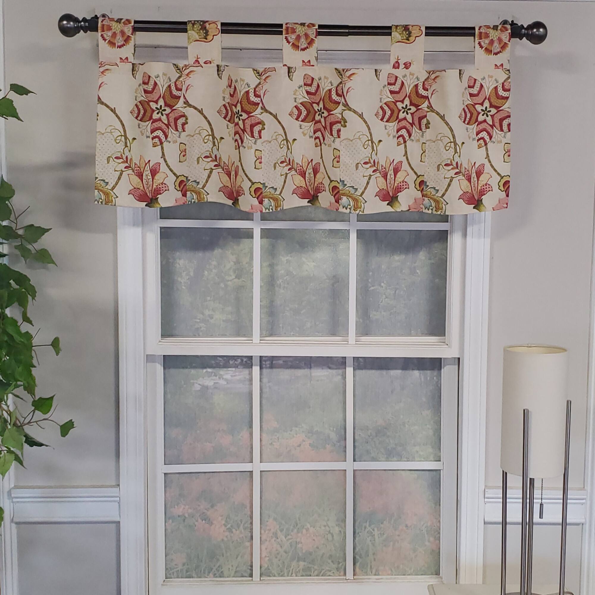Angle. RLF Home - RLF Home Ophelia Tab Style 4" Tab Valance 45" x 15" Rose - Rose.