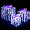 Front. Costway - Set of 3 Christmas Gift Box LED Lighted Present Box Decoration Yard - Iridescent.