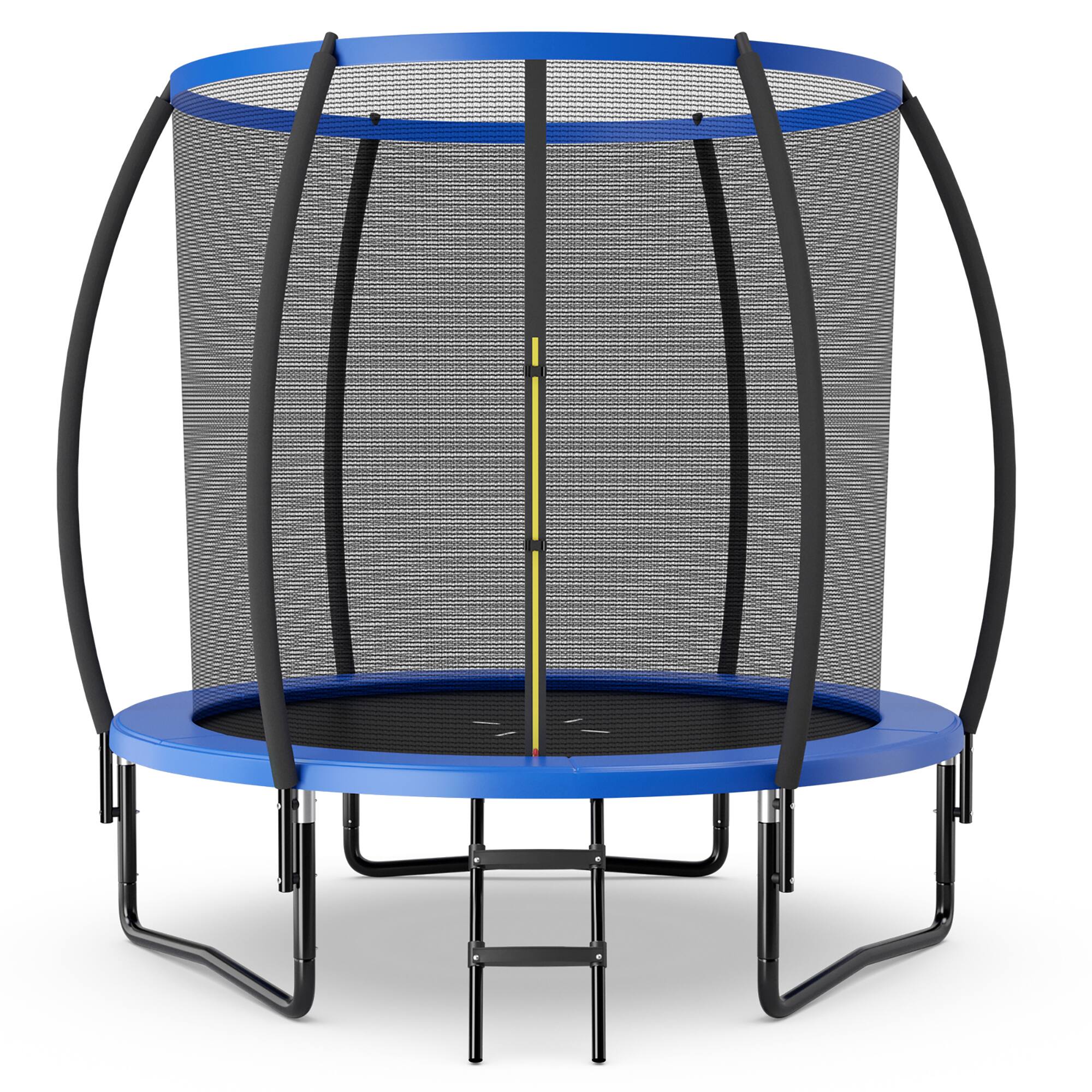 Gymax - 8FT Recreational Trampoline w/ Ladder Enclosure Net Safety Pad Outdoor - Blue