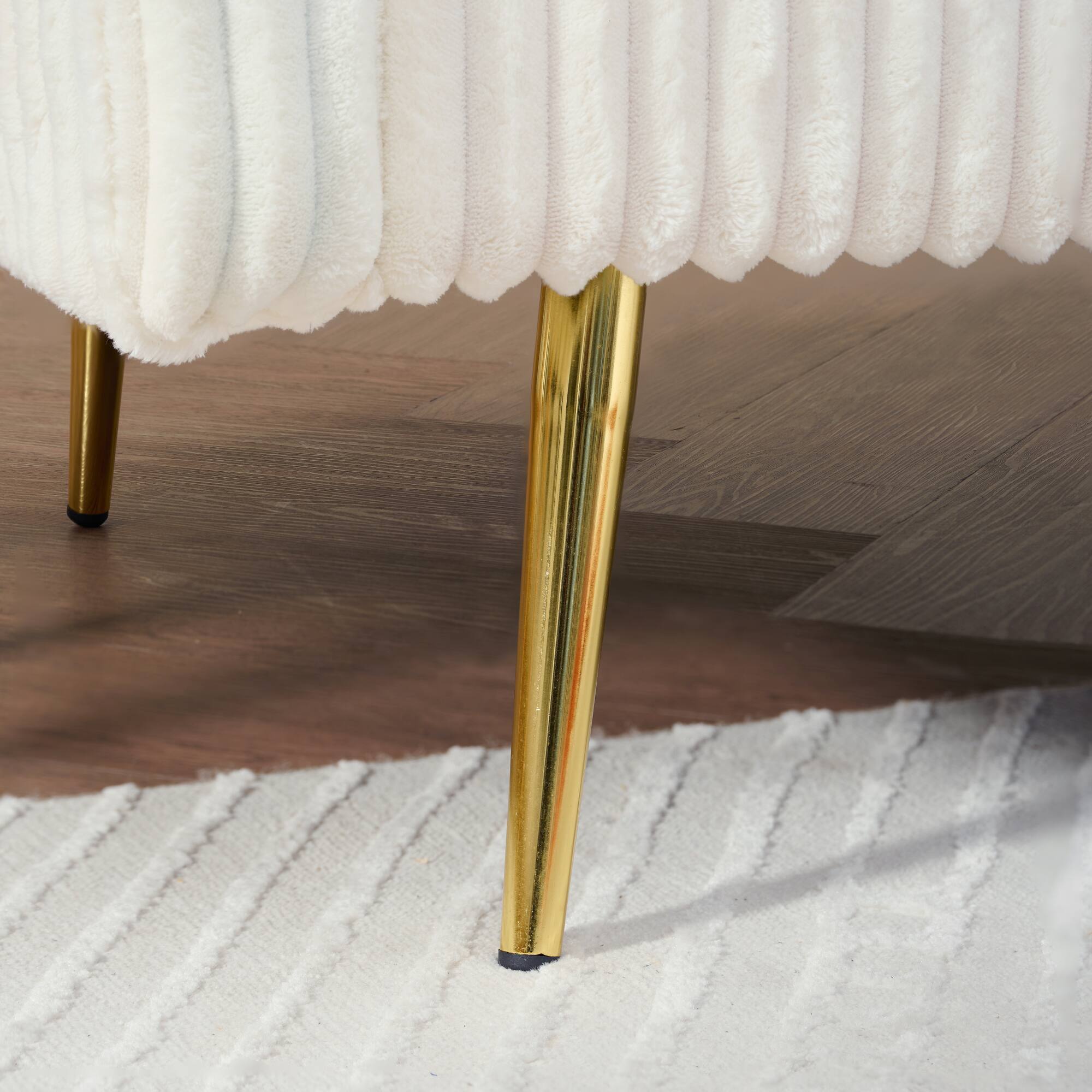 Alt View 9. GOODSILO - Foldable Corduroy Sofa Bed with Adjustable Armrests for Living Rooms and Compact Spaces - White.